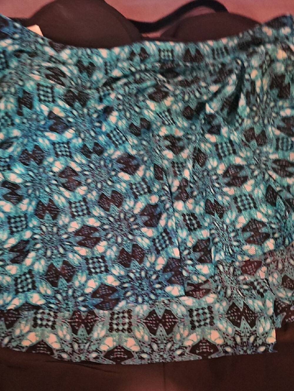 Ava & Viv Teal and Black Patterned Tankini Set - Picture 2 of 4